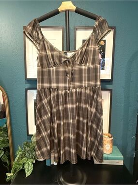 SHEIN olive green plaid dress